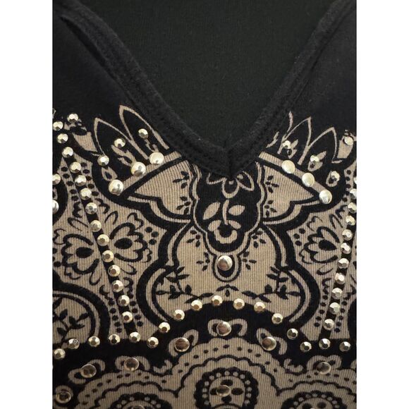 INC Studded V Neck Flared Sleeve Top - Sz S - Picture 6 of 12
